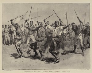Amusements in Camp, a Kaffir Dance during a Quiet Day